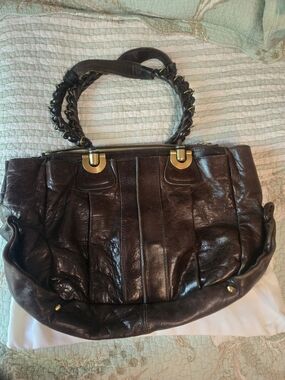 Authentic Chloe Heloise Chocolate Brown Lambskin Leather Bag